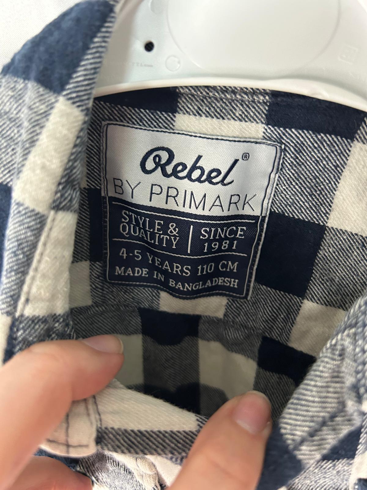 Kids PRIMARK Overshirt Black White Plaid - Age 4-5 Years