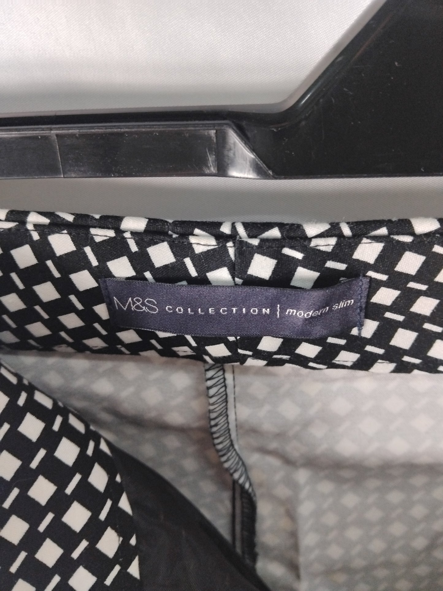 Ladies Trousers M&S black white geometric formal - Size 12