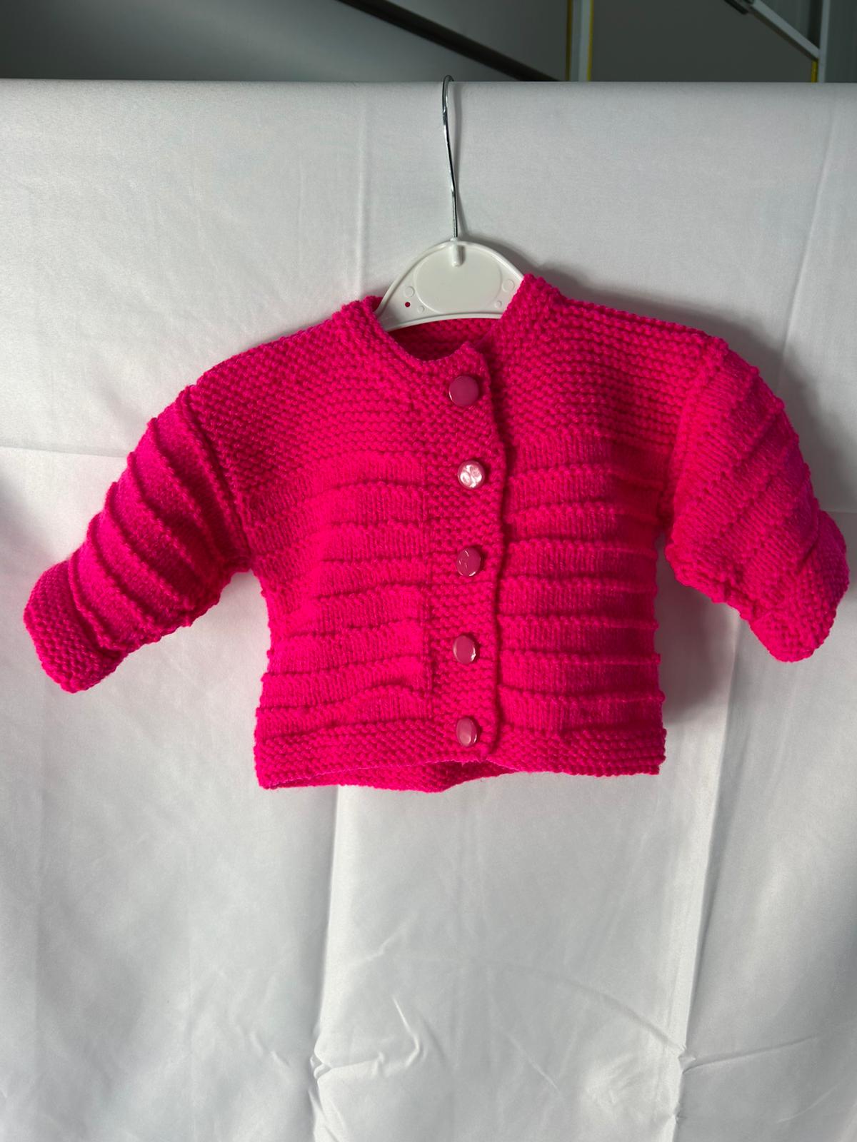 Baby Girls Cardigan Hot Pink  - Age 6-12 Months