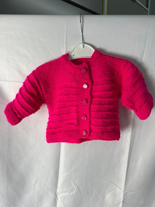 Baby Girls Cardigan Hot Pink  - Age 6-12 Months