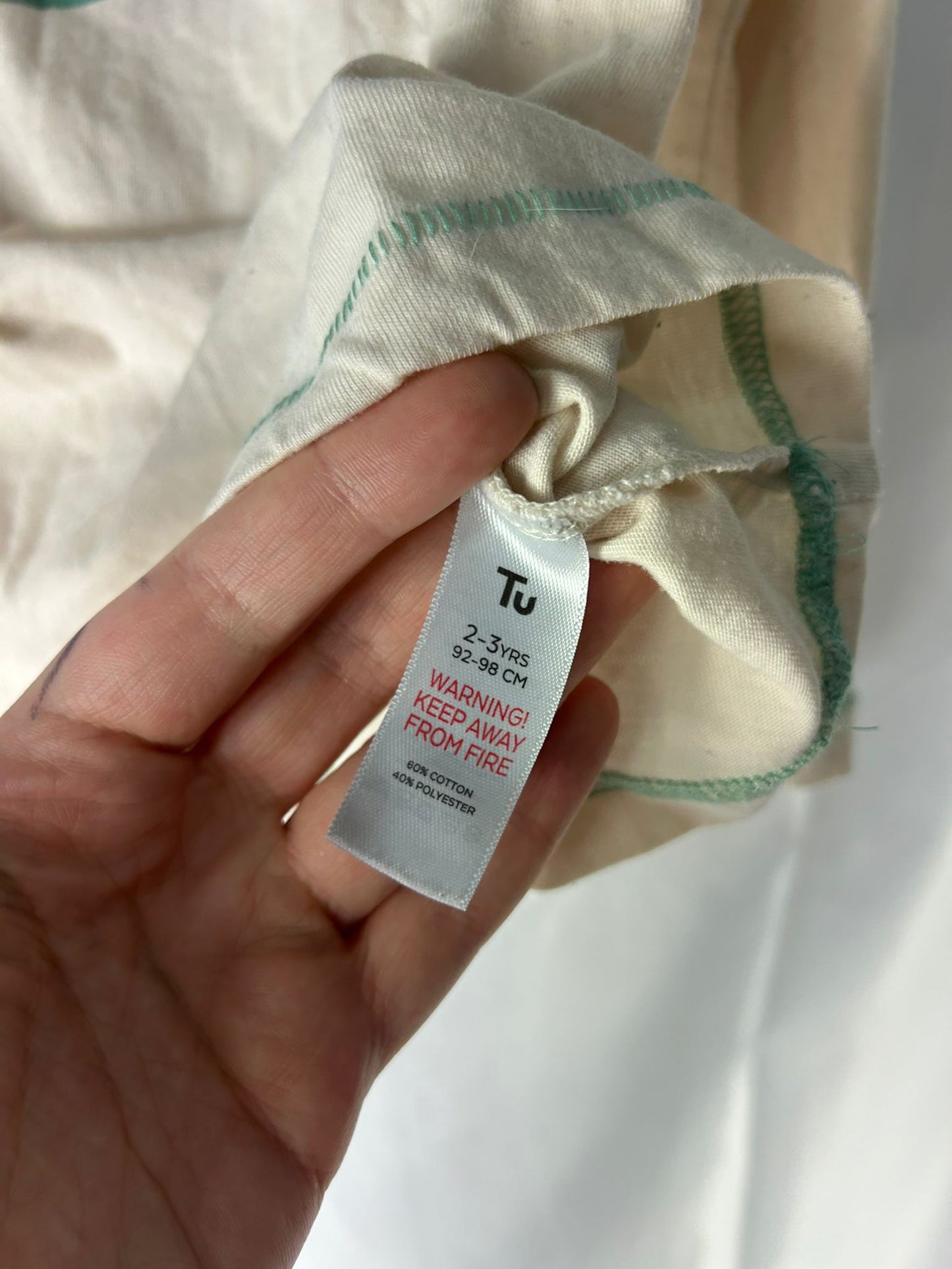 Kids TU Top Cream green dinosaur - Age 2-3 Years