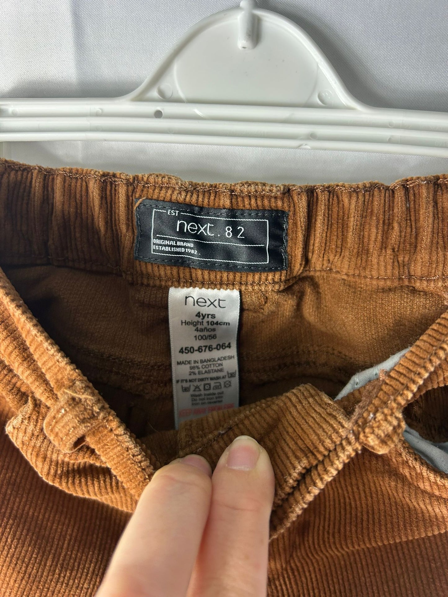 Kids Boys Trousers NEXT Tan Corduroy - Age 4 Years