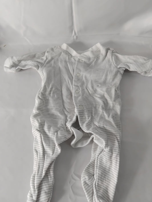 Babies (6lb / 2.7kg) White striped babygrow