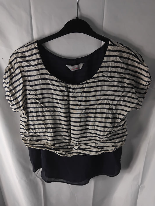 Ladies top Dorothy Perkins double layer navy stripes - Size 12