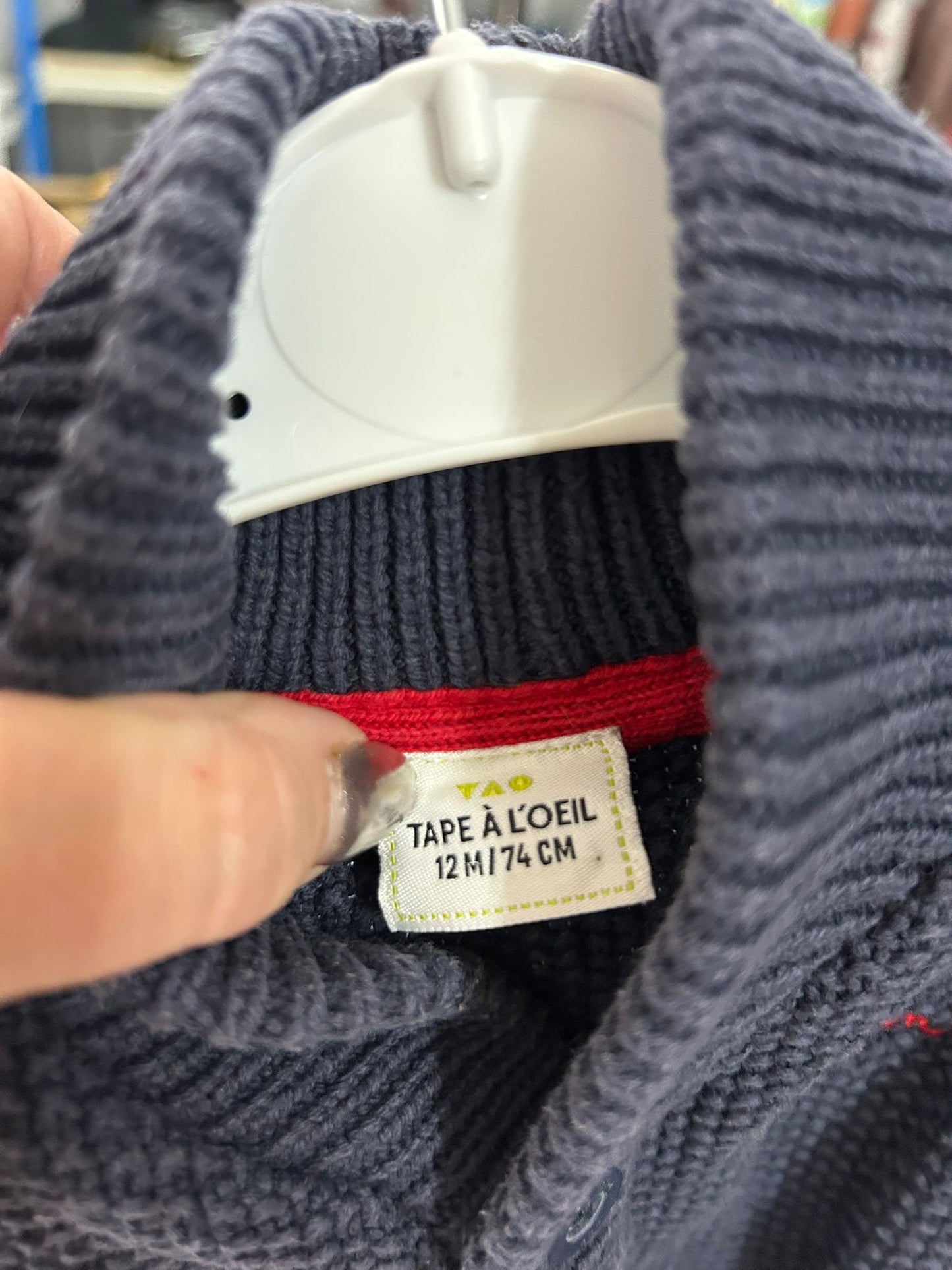 Babies TAO Jumper Navy button up - Age 12 Months