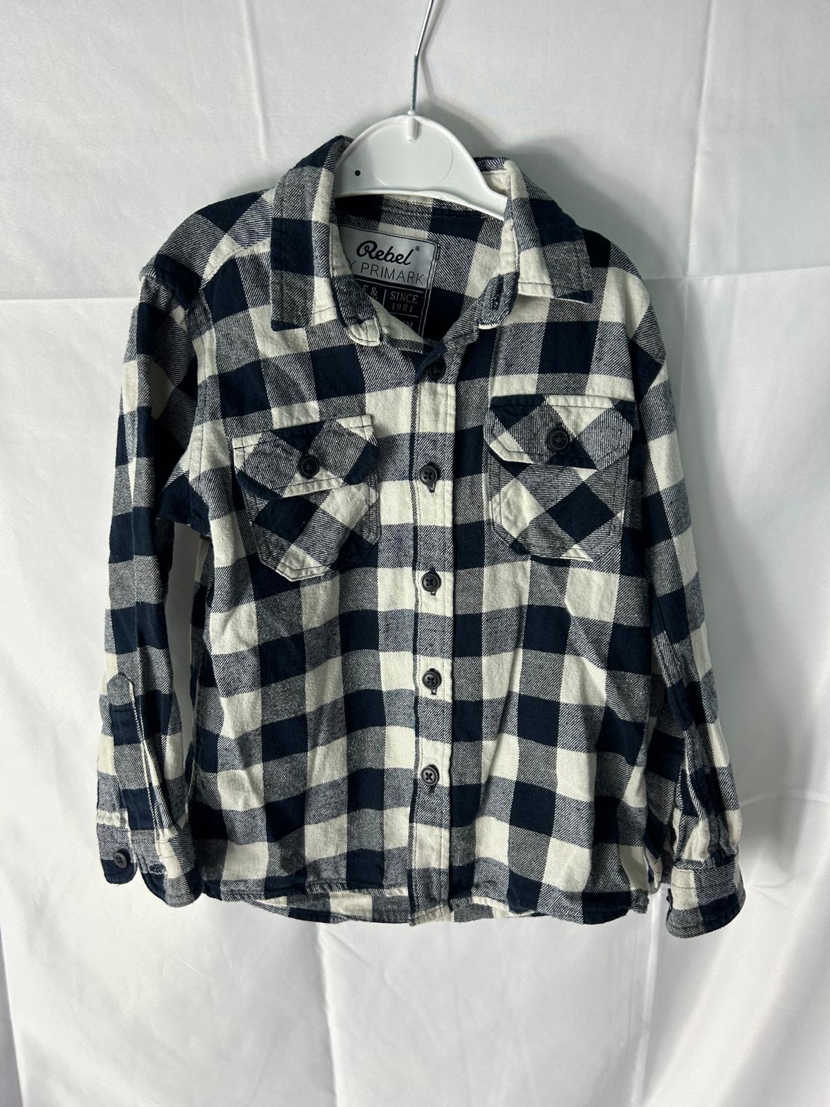 Kids PRIMARK Overshirt Black White Plaid - Age 4-5 Years